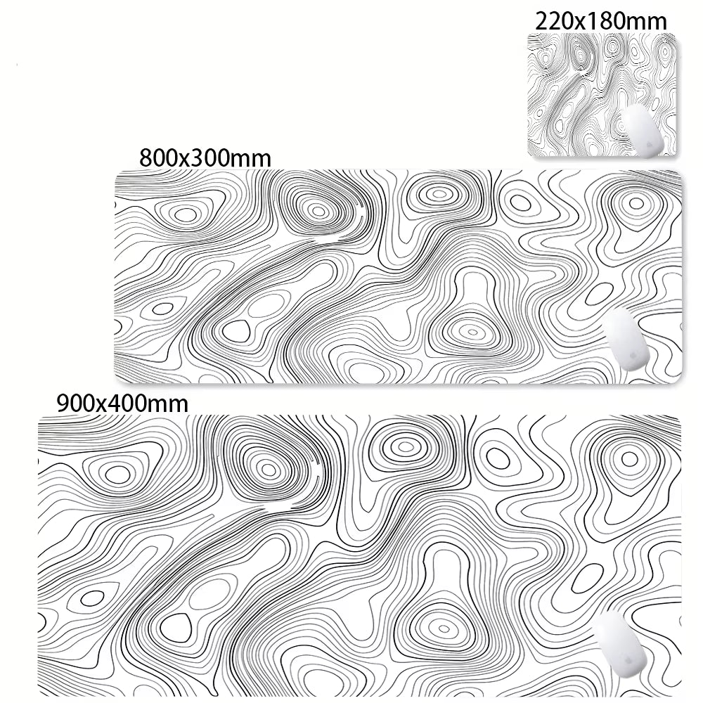 XXL Desk Mat Black and White Strata Liquid Mousepad Large Abstract Mouse Pad Gaming Deskmat with Lockedge Office Non-Slip Carpet
