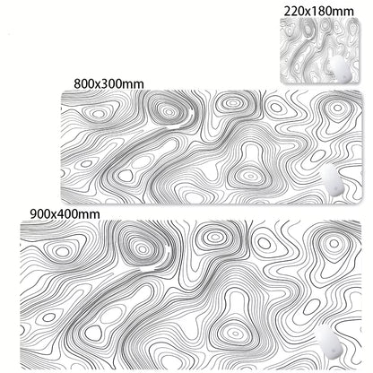 XXL Desk Mat Black and White Strata Liquid Mousepad Large Abstract Mouse Pad Gaming Deskmat with Lockedge Office Non-Slip Carpet