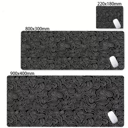 XXL Desk Mat Black and White Strata Liquid Mousepad Large Abstract Mouse Pad Gaming Deskmat with Lockedge Office Non-Slip Carpet