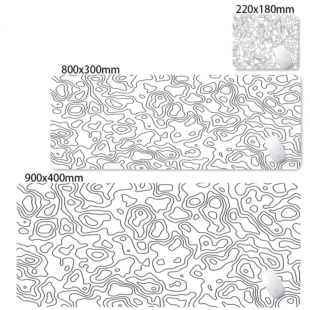 XXL Desk Mat Black and White Strata Liquid Mousepad Large Abstract Mouse Pad Gaming Deskmat with Lockedge Office Non-Slip Carpet