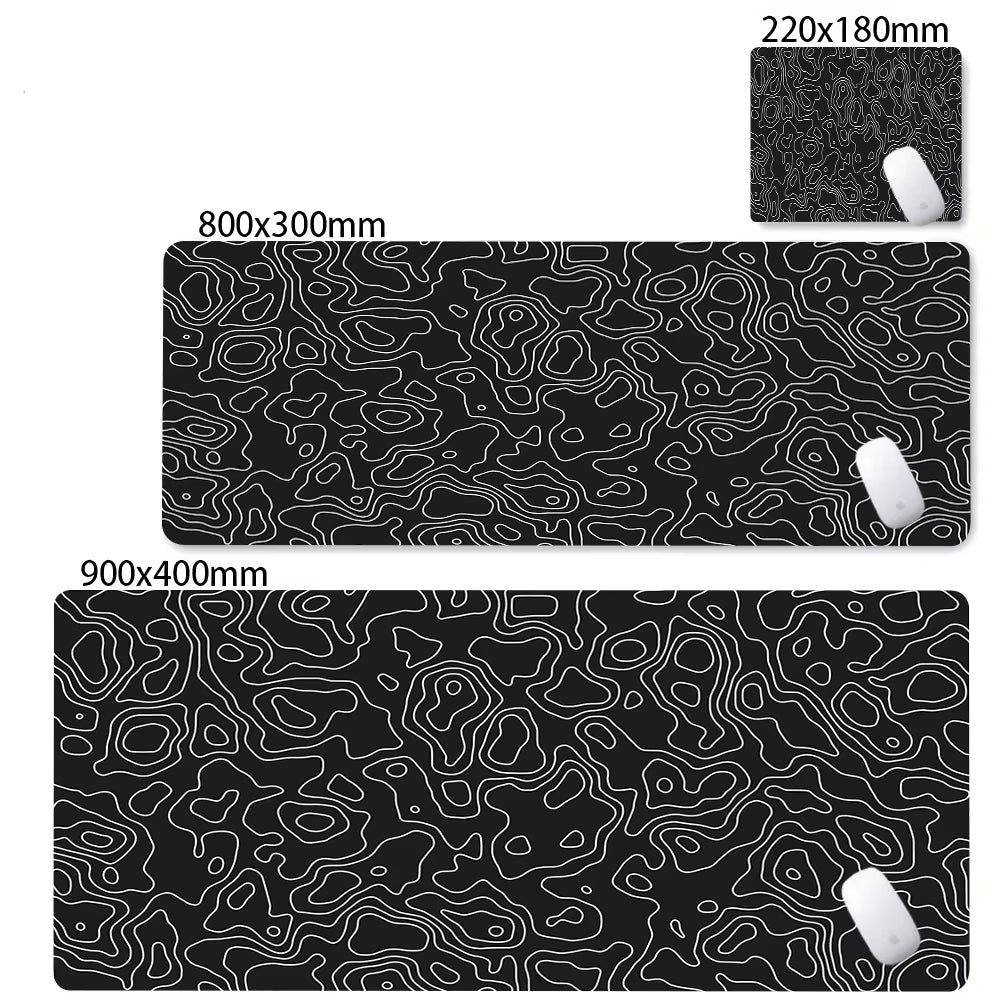 XXL Desk Mat Black and White Strata Liquid Mousepad Large Abstract Mouse Pad Gaming Deskmat with Lockedge Office Non-Slip Carpet