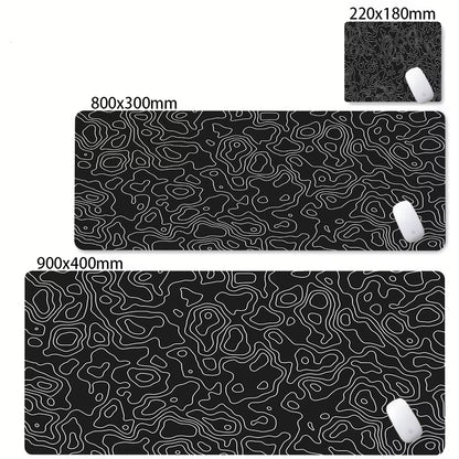 XXL Desk Mat Black and White Strata Liquid Mousepad Large Abstract Mouse Pad Gaming Deskmat with Lockedge Office Non-Slip Carpet