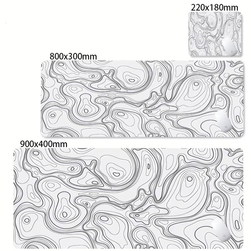 XXL Desk Mat Black and White Strata Liquid Mousepad Large Abstract Mouse Pad Gaming Deskmat with Lockedge Office Non-Slip Carpet