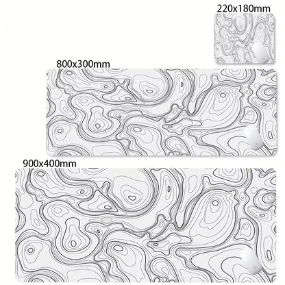 XXL Desk Mat Black and White Strata Liquid Mousepad Large Abstract Mouse Pad Gaming Deskmat with Lockedge Office Non-Slip Carpet