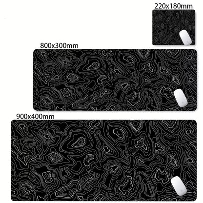 XXL Desk Mat Black and White Strata Liquid Mousepad Large Abstract Mouse Pad Gaming Deskmat with Lockedge Office Non-Slip Carpet