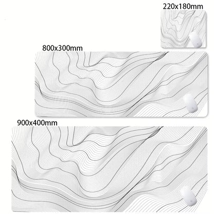 XXL Desk Mat Black and White Strata Liquid Mousepad Large Abstract Mouse Pad Gaming Deskmat with Lockedge Office Non-Slip Carpet