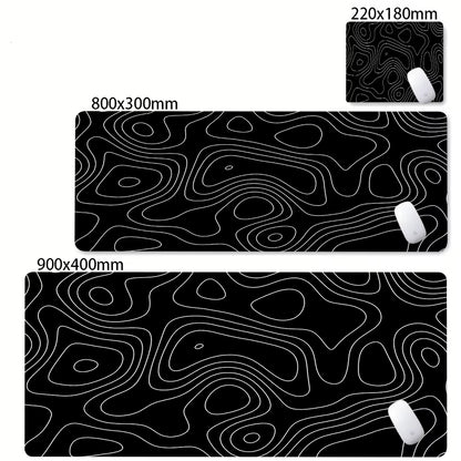 XXL Desk Mat Black and White Strata Liquid Mousepad Large Abstract Mouse Pad Gaming Deskmat with Lockedge Office Non-Slip Carpet
