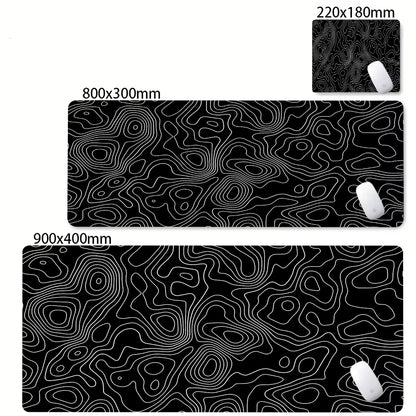XXL Desk Mat Black and White Strata Liquid Mousepad Large Abstract Mouse Pad Gaming Deskmat with Lockedge Office Non-Slip Carpet