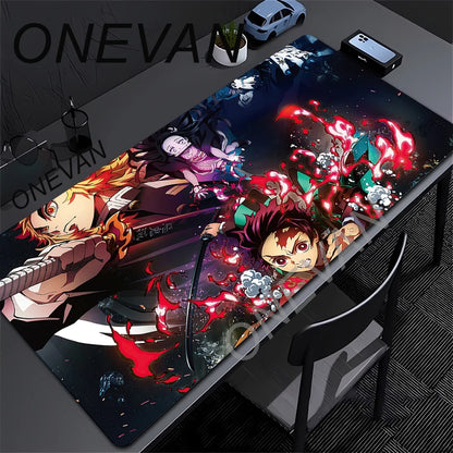 Anime Demon Slayer Muichiro Mousepad Keyboard Computer Office Table Mats XXL Rubber Anti-Slip Gaming Keyboard Mat 400X900Mm