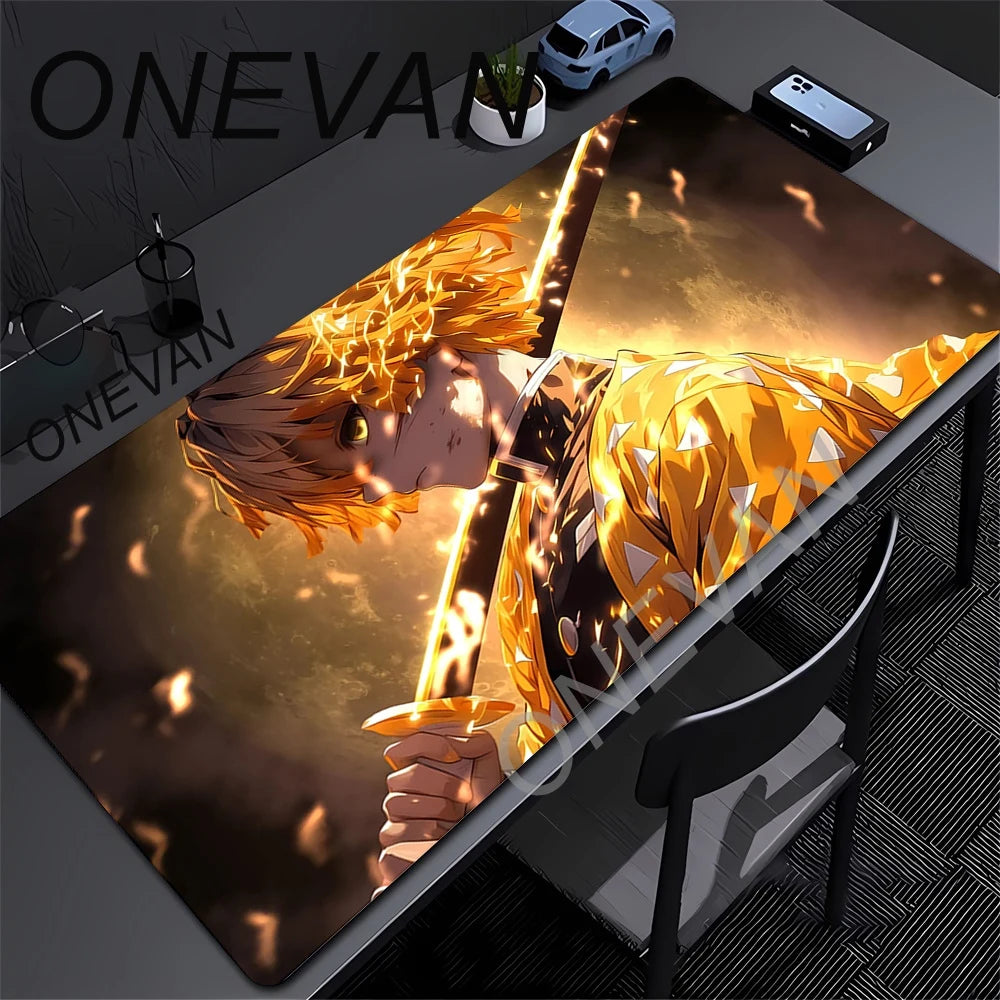 Anime Demon Slayer Muichiro Mousepad Keyboard Computer Office Table Mats XXL Rubber Anti-Slip Gaming Keyboard Mat 400X900Mm
