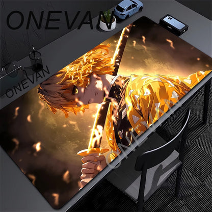 Anime Demon Slayer Muichiro Mousepad Keyboard Computer Office Table Mats XXL Rubber Anti-Slip Gaming Keyboard Mat 400X900Mm