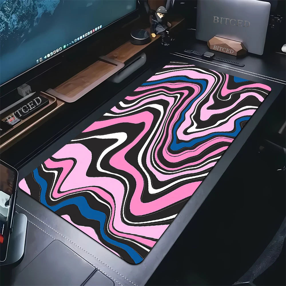 XXL Black and White Strata Liquid 900X400 Mouse Pad Computer Laptop Anime Keyboard Mouse Mat Large Mousepad Keyboards Desk Mat