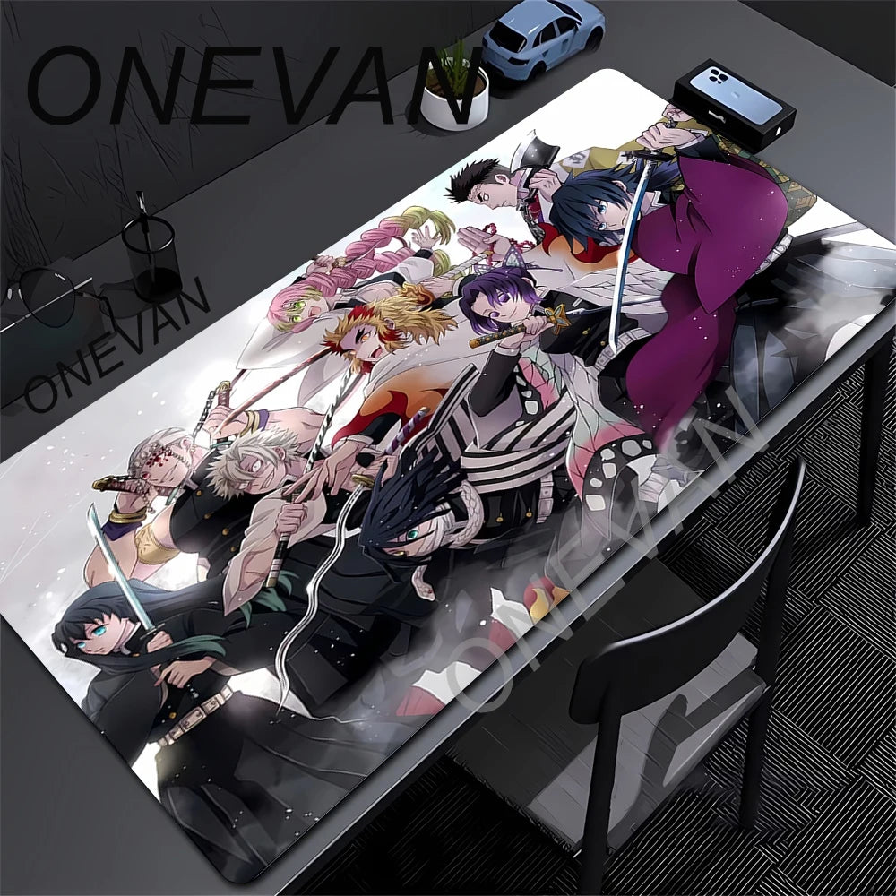 Anime Demon Slayer Muichiro Mousepad Keyboard Computer Office Table Mats XXL Rubber Anti-Slip Gaming Keyboard Mat 400X900Mm