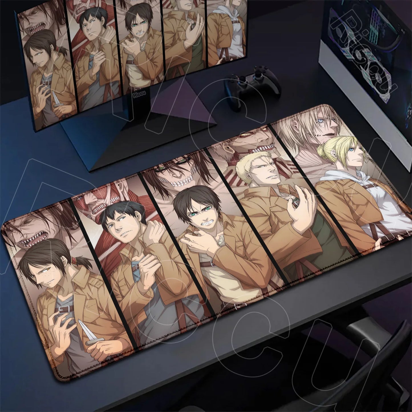 Attack on Titan Gaming Mouse Pad Anime Table Mat Large Computer Accessories Gamer Non-Slip Keyboard Mause Office Laptops Desktop