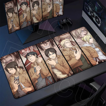 Attack on Titan Gaming Mouse Pad Anime Table Mat Large Computer Accessories Gamer Non-Slip Keyboard Mause Office Laptops Desktop