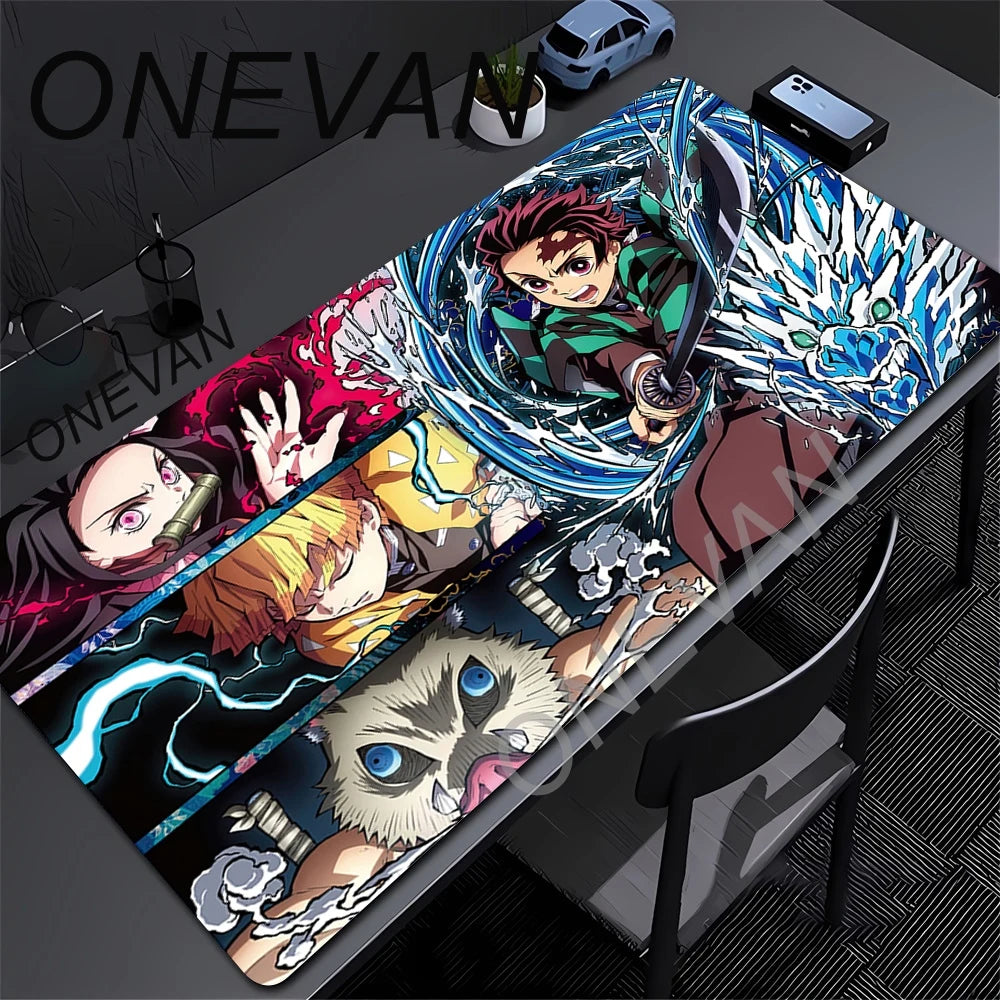 Anime Demon Slayer Muichiro Mousepad Keyboard Computer Office Table Mats XXL Rubber Anti-Slip Gaming Keyboard Mat 400X900Mm