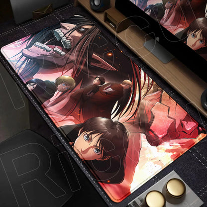 Attack on Titan Gaming Mouse Pad Anime Table Mat Large Computer Accessories Gamer Non-Slip Keyboard Mause Office Laptops Desktop