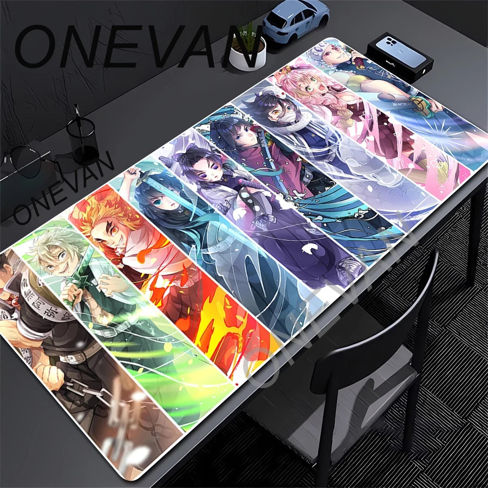 Anime Demon Slayer Muichiro Mousepad Keyboard Computer Office Table Mats XXL Rubber Anti-Slip Gaming Keyboard Mat 400X900Mm