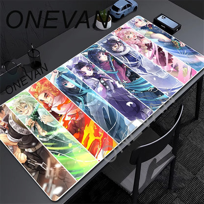 Anime Demon Slayer Muichiro Mousepad Keyboard Computer Office Table Mats XXL Rubber Anti-Slip Gaming Keyboard Mat 400X900Mm