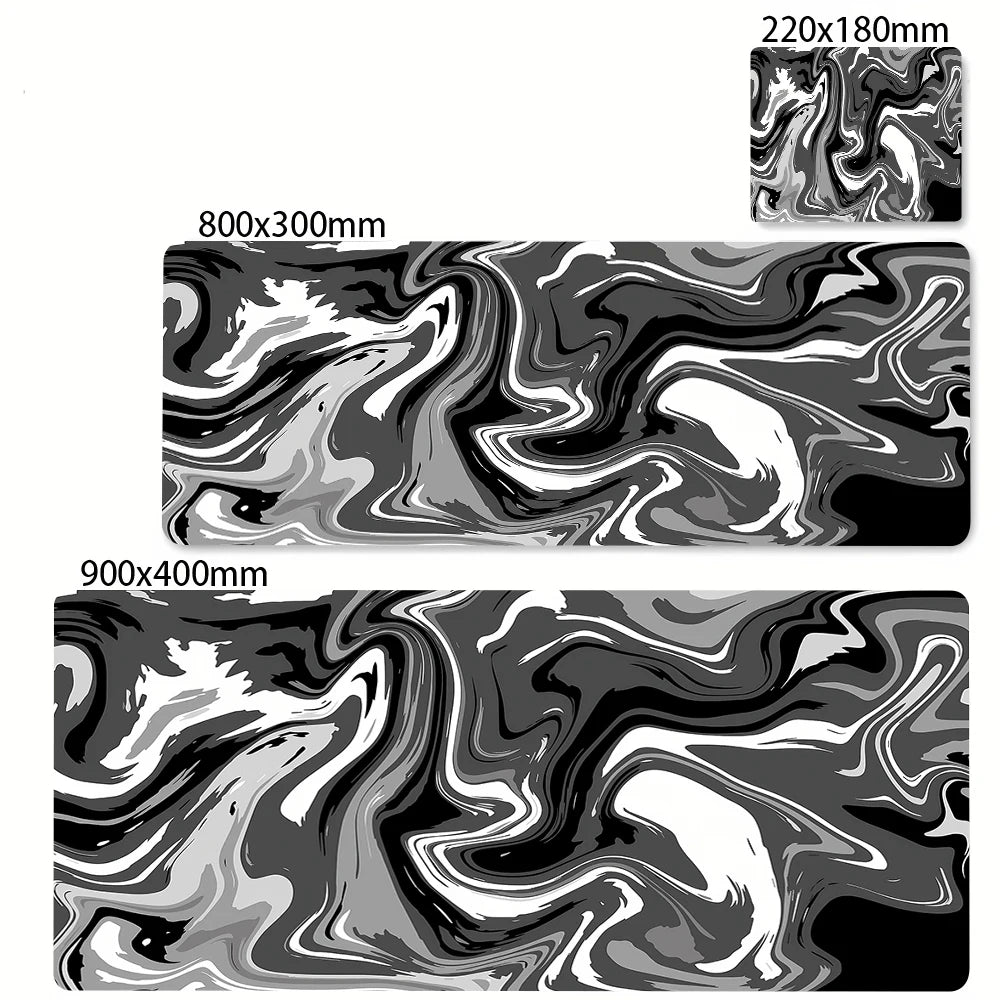 XXL Black and White Strata Liquid 900X400 Mouse Pad Computer Laptop Anime Keyboard Mouse Mat Large Mousepad Keyboards Desk Mat