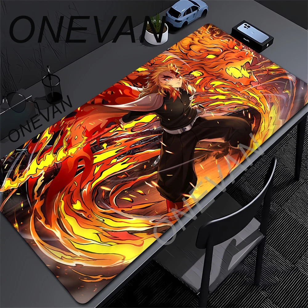 Anime Demon Slayer Muichiro Mousepad Keyboard Computer Office Table Mats XXL Rubber Anti-Slip Gaming Keyboard Mat 400X900Mm