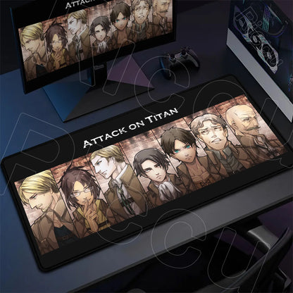 Attack on Titan Gaming Mouse Pad Anime Table Mat Large Computer Accessories Gamer Non-Slip Keyboard Mause Office Laptops Desktop