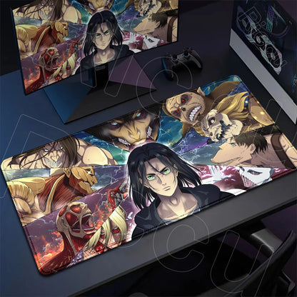 Attack on Titan Gaming Mouse Pad Anime Table Mat Large Computer Accessories Gamer Non-Slip Keyboard Mause Office Laptops Desktop