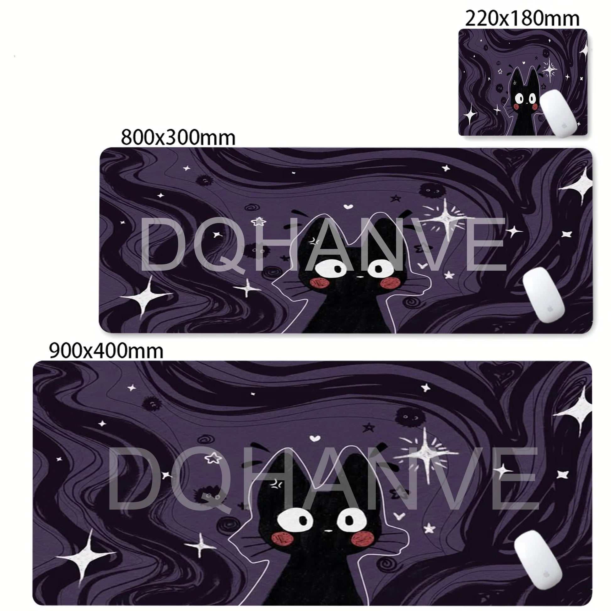 Cute Line Black Cat Desk Mat Gamer Mousepads XXL Office Mouse Pad Grey Desk Mat Large Gaming Mousepad Mouse Mats for Computer