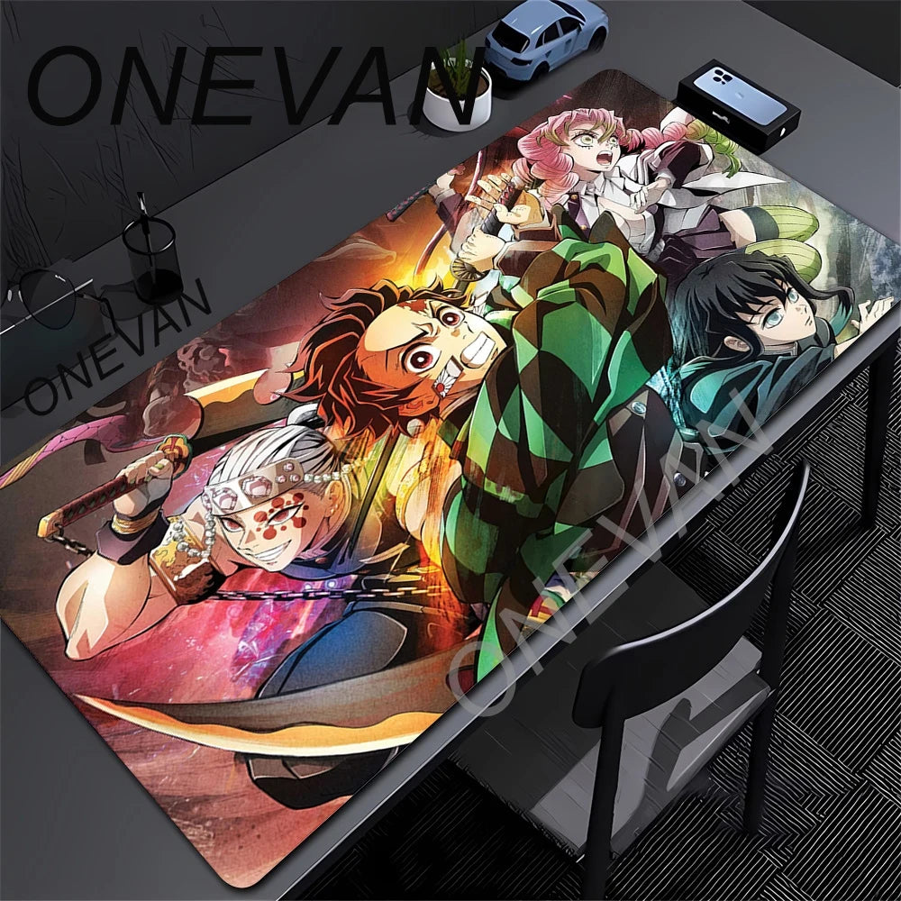 Anime Demon Slayer Muichiro Mousepad Keyboard Computer Office Table Mats XXL Rubber Anti-Slip Gaming Keyboard Mat 400X900Mm