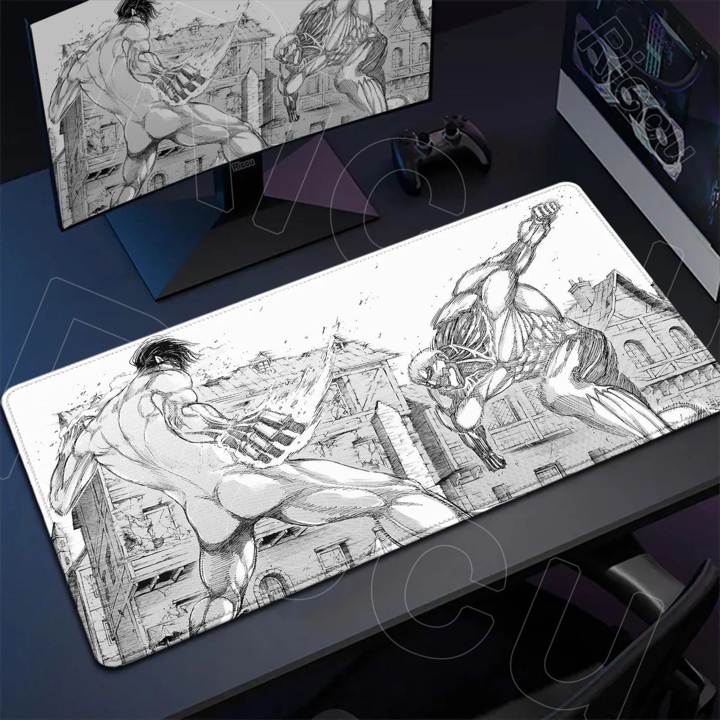 Attack on Titan Gaming Mouse Pad Anime Table Mat Large Computer Accessories Gamer Non-Slip Keyboard Mause Office Laptops Desktop