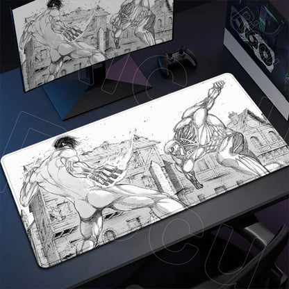Attack on Titan Gaming Mouse Pad Anime Table Mat Large Computer Accessories Gamer Non-Slip Keyboard Mause Office Laptops Desktop