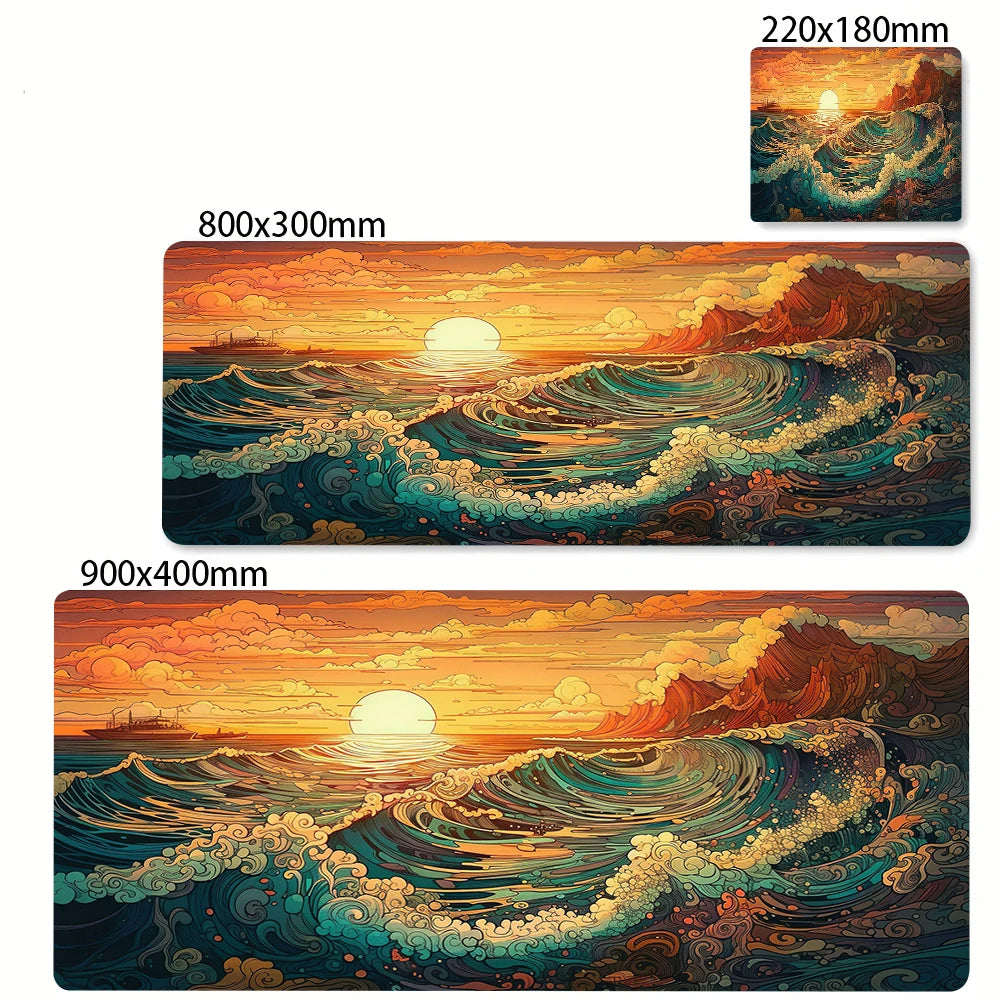 Minimalist White Mouse Mat Large Mousepad Japan Great Wave Mousepads Keyboard Mat XXL Deskpad Pc HD Desk Mats Company Mouse Pad