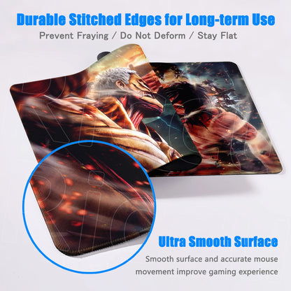Attack on Titan Gaming Mouse Pad Anime Table Mat Large Computer Accessories Gamer Non-Slip Keyboard Mause Office Laptops Desktop