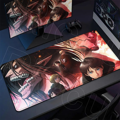 Attack on Titan Gaming Mouse Pad Anime Table Mat Large Computer Accessories Gamer Non-Slip Keyboard Mause Office Laptops Desktop