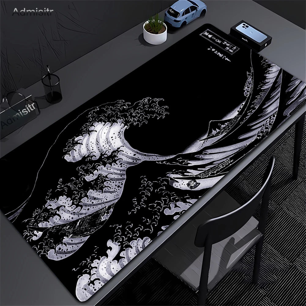 Minimalist White Mouse Mat Large Mousepad Japan Great Wave Mousepads Keyboard Mat XXL Deskpad Pc HD Desk Mats Company Mouse Pad