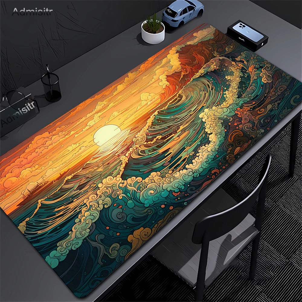 Minimalist White Mouse Mat Large Mousepad Japan Great Wave Mousepads Keyboard Mat XXL Deskpad Pc HD Desk Mats Company Mouse Pad