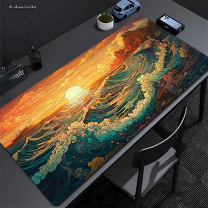Minimalist White Mouse Mat Large Mousepad Japan Great Wave Mousepads Keyboard Mat XXL Deskpad Pc HD Desk Mats Company Mouse Pad