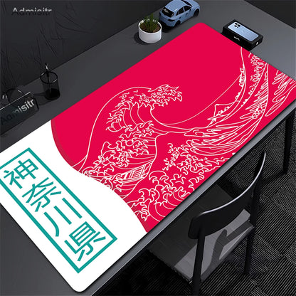 Minimalist White Mouse Mat Large Mousepad Japan Great Wave Mousepads Keyboard Mat XXL Deskpad Pc HD Desk Mats Company Mouse Pad