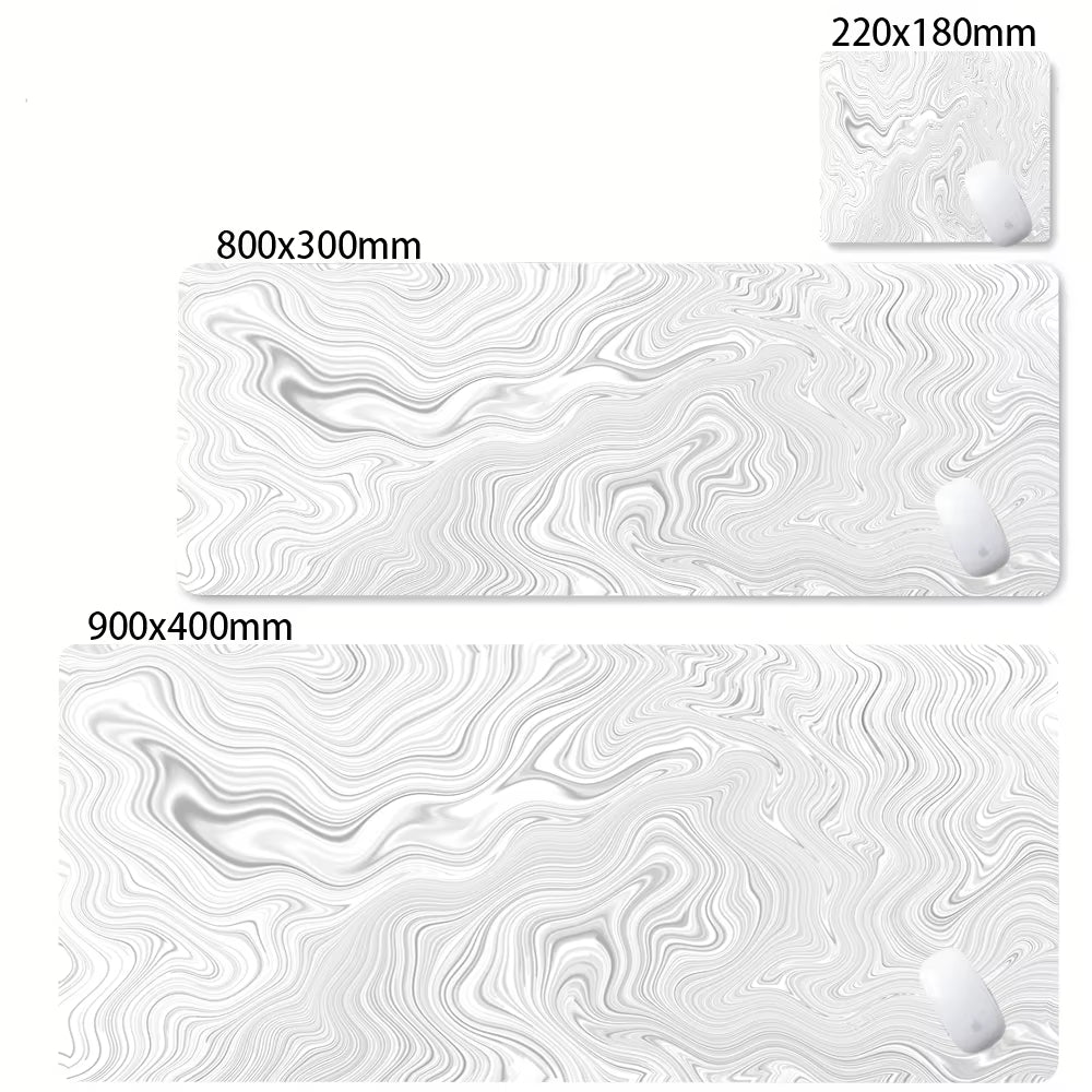 XXL Desk Mat Black and White Strata Liquid Mousepad Large Abstract Mouse Pad Gaming Deskmat with Lockedge Office Non-Slip Carpet