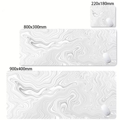 XXL Desk Mat Black and White Strata Liquid Mousepad Large Abstract Mouse Pad Gaming Deskmat with Lockedge Office Non-Slip Carpet