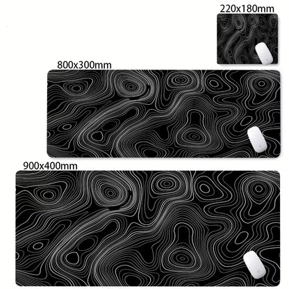 XXL Desk Mat Black and White Strata Liquid Mousepad Large Abstract Mouse Pad Gaming Deskmat with Lockedge Office Non-Slip Carpet