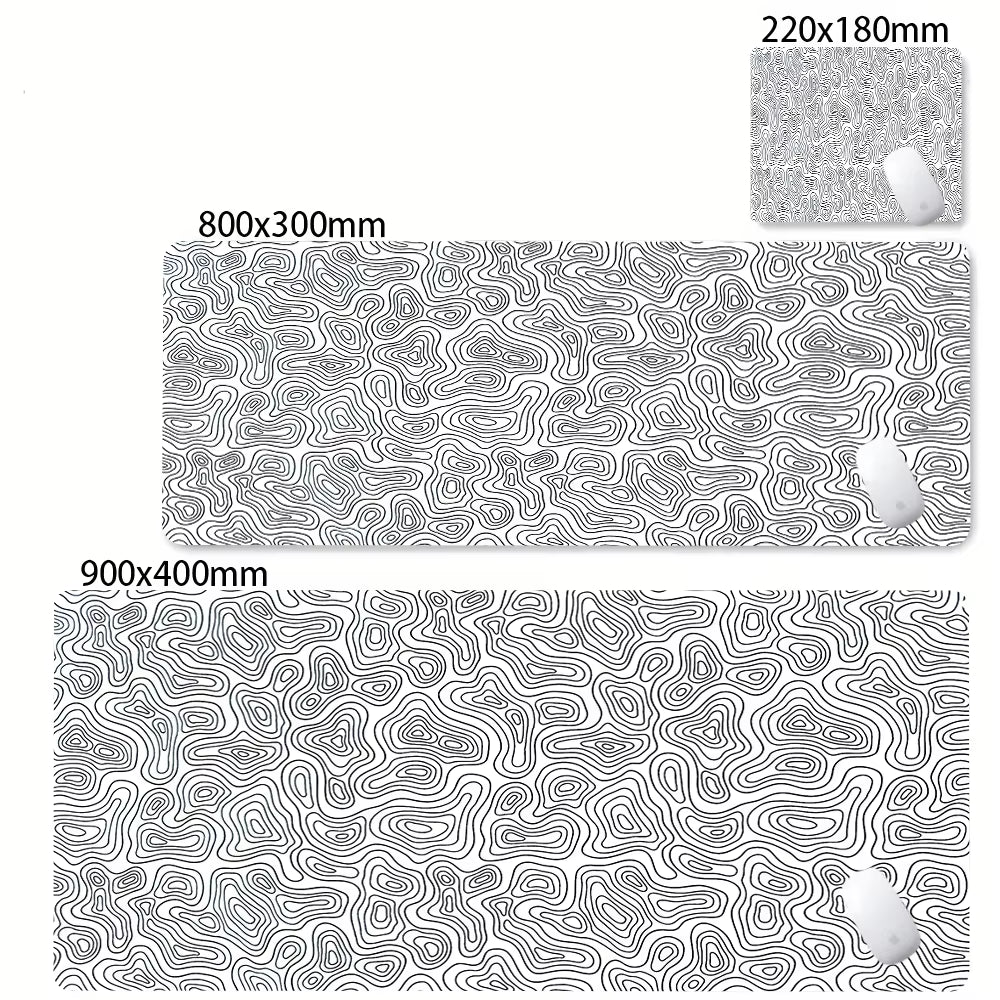 XXL Desk Mat Black and White Strata Liquid Mousepad Large Abstract Mouse Pad Gaming Deskmat with Lockedge Office Non-Slip Carpet