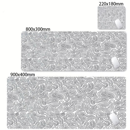 XXL Desk Mat Black and White Strata Liquid Mousepad Large Abstract Mouse Pad Gaming Deskmat with Lockedge Office Non-Slip Carpet