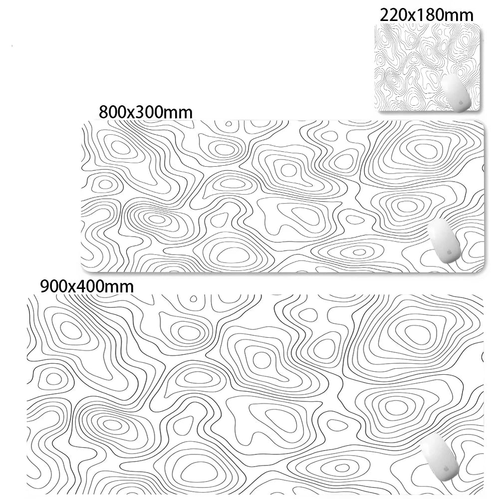 XXL Desk Mat Black and White Strata Liquid Mousepad Large Abstract Mouse Pad Gaming Deskmat with Lockedge Office Non-Slip Carpet